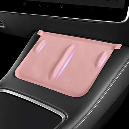 Frani Wireless Charging Pad Cover for 21-23 Model 3 & 21-24 Model Y - color: Light Pink, size: Model 3(2021-2023);Model Y(2021-2025)