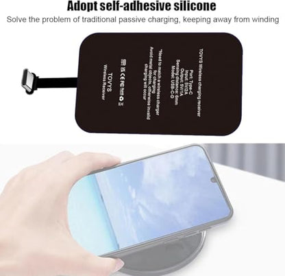 Wireless Charging Receiver and Adapter, Wireless Charger Receiver Module, Suitable for Google Pixel 3A XL, Samsung Galaxy A13/A14/A15/A42, LG, and Other USB-C Phones.