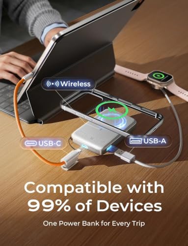LISEN Magnetic Portable Charger Power Bank for iPhone 10000mAh - color: Ceramic White