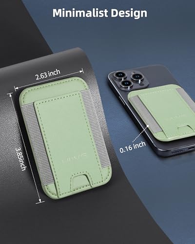 HiWe for MagSafe Wallet, 7 Cards Holder for Phone Case, RFID Blocking - color: Matcha Green Wallet - Grey Band