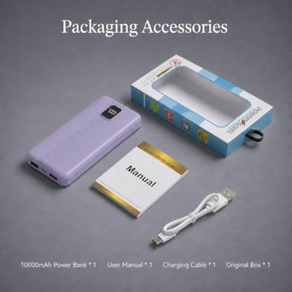 10000mAh Portable Charger with 4 Built-in Cables, 22.5W Fast Charging Power Bank, LED Display, Slim Travel Battery Pack for iPhone 17/16/15/14, Samsung Galaxy, iPad & More - color: Purple