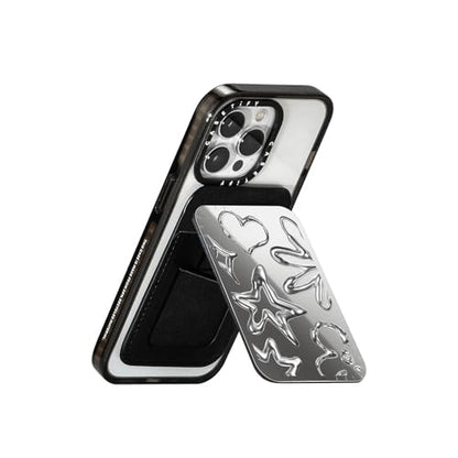 CASETiFY Snappy Card Holder Stand Compatible with Magsafe - Chrome Doodles - Silver Mirror - color: Chrome Doodles - Silver Mirror