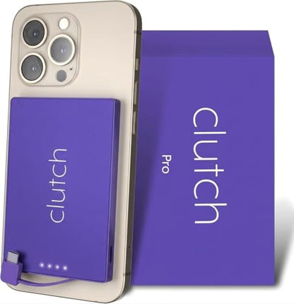 Clutch - Pro USB-C Portable Charger - Compatible with iPhone 15, 16, 17 & Android Devices - Power Bank Magnetic Battery - TSA Travel Approved - USB Rechargeable - Built-in Cable - 5000 mAh - 3.7oz - color: Purple
