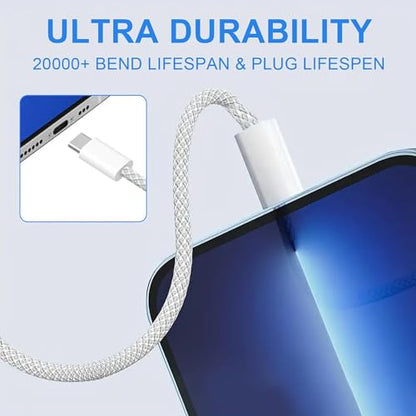 iPhone 17 16 Charger Fast Charging, 20W USB C Wall Charger +Woven 6FT Cable - size: 6FT_2Pack