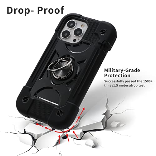 MARKILL Compatible with iPhone 13 Pro Max Case 6.7 Inch with Ring Stand, Heavy-Duty Military Grade Shockproof Phone Kids Cover for iPhone 13 Pro Max Black - color: Black, size: iPhone 13 Pro Max 6.7"
