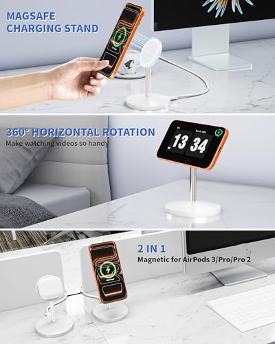 Magnetic Wireless Charger Stand, 25W Fast Mag Safe Charger iPhone Stand, 6FT Magnet Wireless Charging Station Pad with 35W Adapter for iPhone 17 Air 17 Pro 17 Pro Max 16 15 14 13 12, AirPods Pro 2/3/4 - color: White