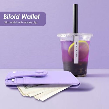 M-Plateau Phone Wallet Stick On – Adhesive Card Holder, Durable & Stylish Multi-Functional Wallet Attachment for Cell Phones, Secure and Slim with Adhesive(Lavender) - color: Lavender