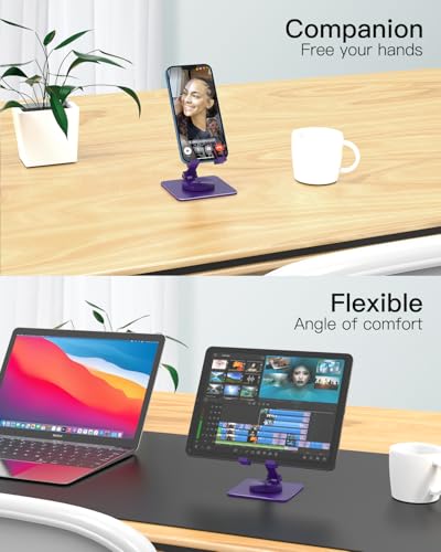 Adjustable Phone & Tablet Stand, Fits 4–9.7in Devices, Purple - color: Purple