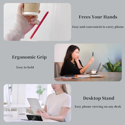 3Pcs Adhesive Clear Phone Strap Grip Finger Holder for Hand, Sticky Animal Cellphone Loops Handle for Back of iPhone Case Accessories, Thin Smartphone Grips - Rabbit, Cat, Bear