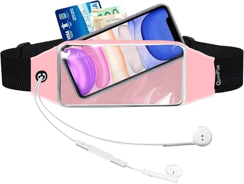 Running Belt,Fanny Pack Fits Phones UP to 6.5" for Women Men,Pink | Belt Bag,Money Belt,Waterproof Workout Waist Pouch Phone Holder with Touchscreen,Gym Running Gift Gear Accessories - color: Pink