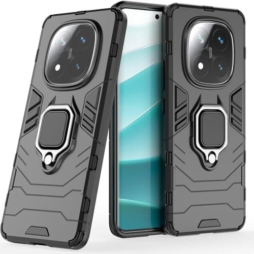 Phone Case for Xiaomi redmi Note 14 Pro Plus Case, 2 in 1 Hybrid Heavy Duty Armor Shockproof Defender Kickstand Dual Layer Bumper Hard Back Case Cover Tempered Glass Screen Protector，Black