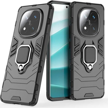 Phone Case for Xiaomi redmi Note 14 Pro Plus Case, 2 in 1 Hybrid Heavy Duty Armor Shockproof Defender Kickstand Dual Layer Bumper Hard Back Case Cover Tempered Glass Screen Protector，Black