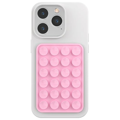Silicone Phone Sticky Grip, Suction Phone Case Mount for iPhone and Android, Hands-Free Sticky Cell Phone Grip, Mobile Fidget Mirror Holder for Selfies and Videos - color: Chalk Pink