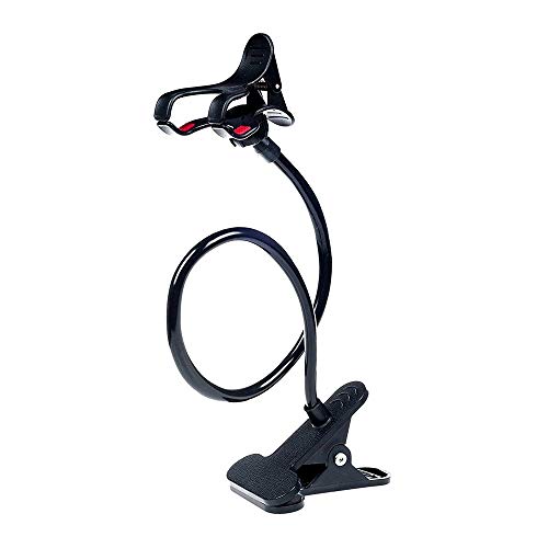 ITART Plastic Flexible Long Arms Gooseneck Clip Clamp Stand Universal Cell Phone Holder - Black - color: Black