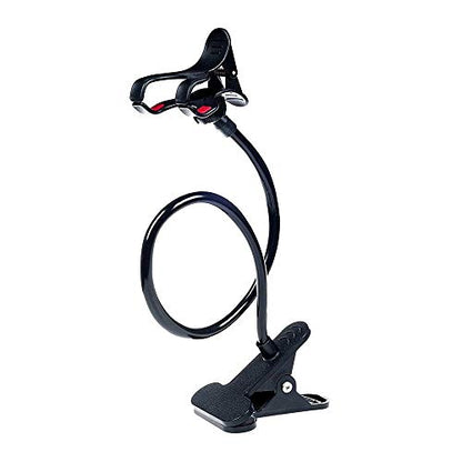 ITART Plastic Flexible Long Arms Gooseneck Clip Clamp Stand Universal Cell Phone Holder - Black - color: Black