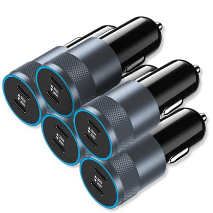 5 Pack 60W Dual USB C Car Charger Adapter for iPhone/Samsung/Google Pixel