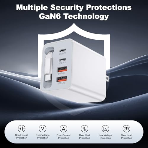 5-in-1 Retractable Wall Charger, 40W Retractable iPhone Charger Wall Plug - size: 1Pack