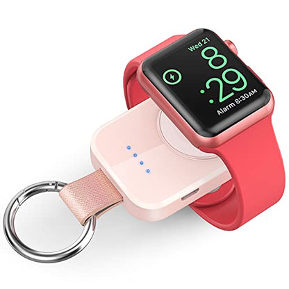 iVALUX Portable Wireless Charger for Apple Watch Travel Keychain Power Bank - color: Pink
