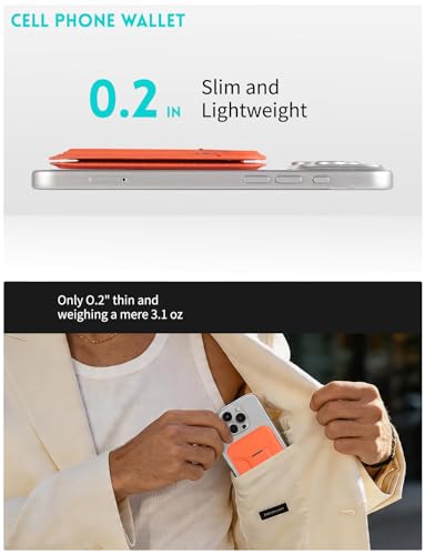 Cell Phone Wallet,Magsafe Wallet with Stand,Thin Wallet Lightweight - color: Orange