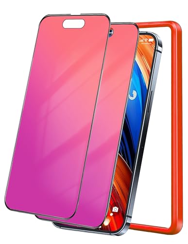 2 PACK Compatible with iPhone 14 Pro Max Privacy Screen Protector 25 Degree Anti Spy Tempered Glass Easy Installation Frame Gradient colorful anti Blue light eye protection Bubble Free Case