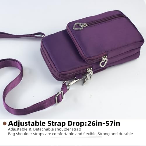 Small Crossbody Bag for Women - Mini Phone Purses with Crossbody Strap and Wallet - Nylon Arm Bag - color: A-grape Purple