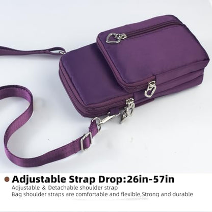 Small Crossbody Bag for Women - Mini Phone Purses with Crossbody Strap and Wallet - Nylon Arm Bag - color: A-grape Purple