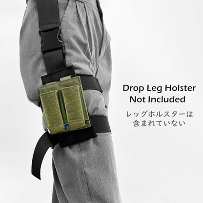 TRIWONDER Tactical Cigarette Pouch Molle Small Military Bag Battery Cigarette Case EDC Utility Card Holder Lighter Slot Mini Cigar Waist Pack - color: 14 Black - Double Pistol