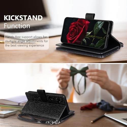 Varikke for Samsung Galaxy S25 Wallet Case Magnetic Detachable, Black - color: Black, size: Galaxy S25 6.2"