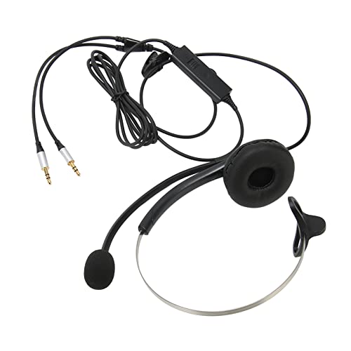 Single-Ear Wired Headset with Noise Cancelling for HD Crystal Clear Calls in Call Center Office (Dual 3.5mm Interface) - size: Duale 3,5-mm-Schnittstelle