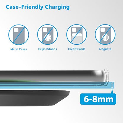 AT&T 15W Qi Wireless Charging Pad USB C Fast Charger for iPhone Black - color: Black