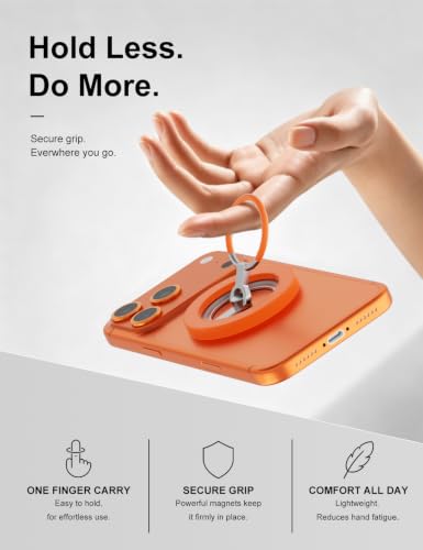 MagSafe Phone Grip Stand, 360° Rotatable, Dual-Sided Magnet - color: Orange