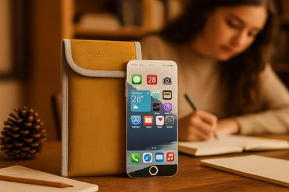 Faraday Phone Pouch Signal Blocking RFID/Cell/WiFi/GPS Shielding Bag Anti-Tracking Privacy Case for Smartphones & Key Fobs Dual-Layer RF Isolation with Ripstop Exterior Tan - color: Tan
