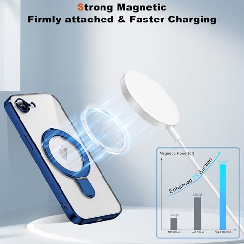 Plating Clear Phone Case for iPhone 17E/16E with Stand 6.1", Blue - color: Blue, size: Iphone 16E