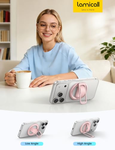 Lamicall Soft Pink Comfortable Silicone Finger Loop Magnetic Phone Grip - color: Soft Pink - Zinc Alloy - Silicone Grip