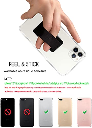 Universal Phone Grip Holder for Hand - Wireless Charging Compatible - Universal Finger Strap Phone Holder Compatible with Most Smartphones (Black) - 5Pack - color: Black