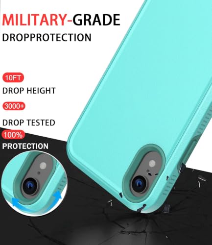 Diverbox for iPhone XR Case [Tempered Glass Screen Protector] [Shockproof] [Dropproof] Heavy Duty Protection Phone Case Cover for Apple iPhone XR (Teal) - color: Teal-2in1
