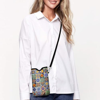 Universal Phone Sleeve Pouch with Crossbody Strap 7.6 X 4.3 Inches Shockproof Water Resistant Mobile Protection Bag-Mexican Talavera Tile Neoprene Phone Pouch Bag - color: Mexican Talavera Tile-Phone Pouch