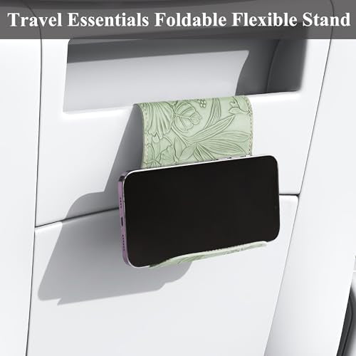 Airplane Travel Essentials for Flying Flex Flap Cell Phone Holder & Flexible Tablet Stand for Desk, Bed, Treadmill, Home & in-Flight Airplane Travel Accessories(1-Carved Green2) - color: 1-Carved Green2