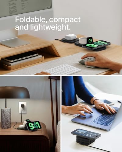Belkin Qi2 15W Magnetic Wireless Travel Pad, 3 in 1 Foldable Charger - style: 3 in 1