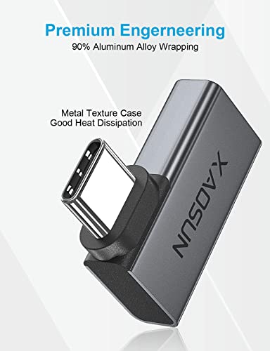XAOSUN 40Gbps 90 Degree USB C Adapter, Right Angle USB4.0 Converter 2-Pack - color: Right Angle