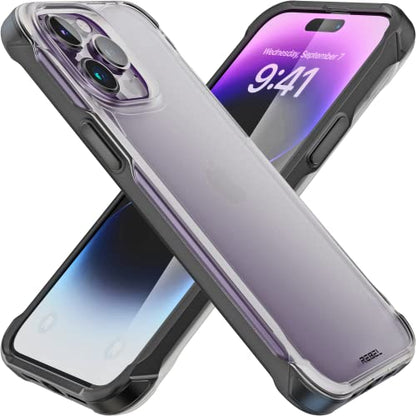 REBEL Clear Case for iPhone 14 Pro Max [Frosted Series Gen-4] Translucent Matte Texture, Non-Yellowing, Protective Shockproof Bumpers, Metal Buttons, 6.7 Inch Phone 2023 (Black, No MagSafe) - color: Frosted Black, No MagSafe, size: iPhone 14 Pro Max