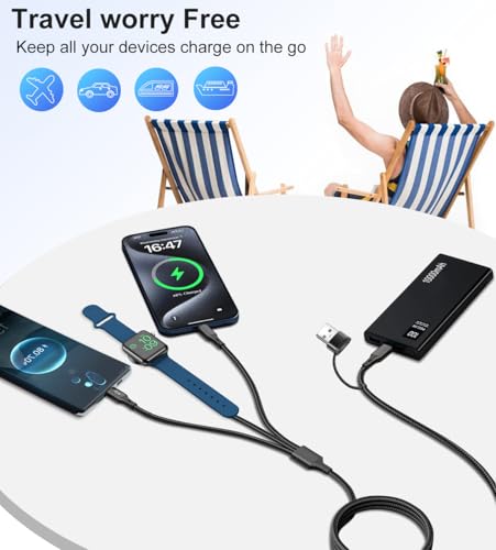 Multi Charging Cable for Apple Watch Charger 2Pack 4ft for Multiple Devices