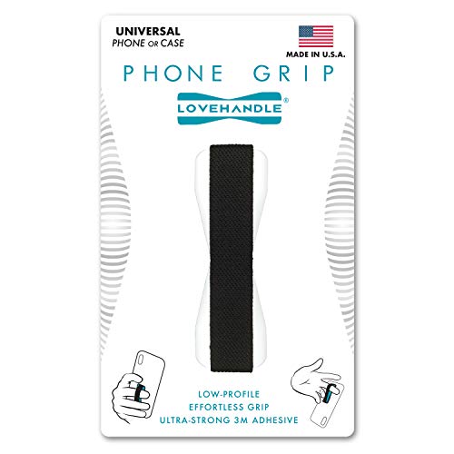 LOVEHANDLE Original Phone Grip - Black Strap, White Base