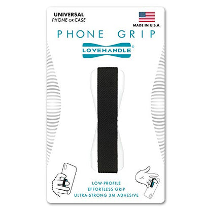 LOVEHANDLE Original Phone Grip - Black Strap, White Base