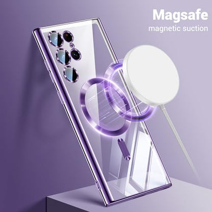 Hurgoer for Samsung Galaxy S24 Ultra Case（Only）.Magnetic Cover for S24 Ultra，Glossy Slim Thin Soft funda capa para for 6.8 inch.Compatible with MagSafe (Purple) - color: Purple