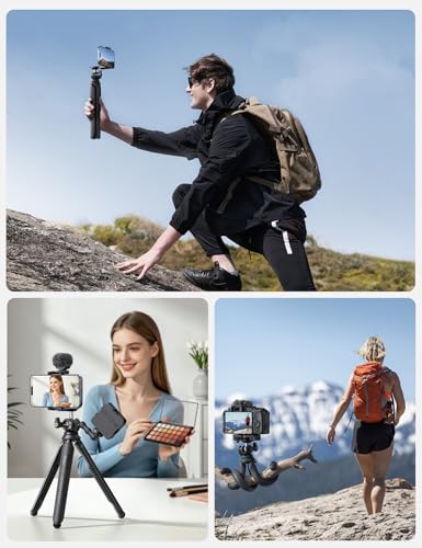Lamicall Tripod for iPhone with Wireless Remote 8-Strand Aluminum Core - style: NEW Upgraded - Silicone for iPhone