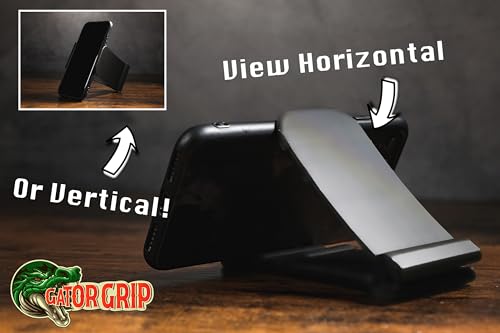 Gator Grip Phone Stand - Cell Phone Holder Stand for Desk Nightstand Kitchen - Compatible with iPhone, Android and Most Smartphones up to 6.8" on Width of Phone (Blue) - color: Blue
