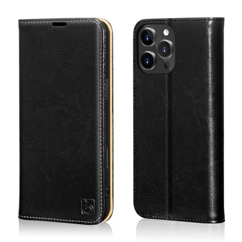 Belemay Compatible with iPhone 16 Pro Max Case Wallet, Durable Genuine Leather, RFID Blocking Card Holders, Shockproof TPU Shell, Kickstand, Drop Protection, Protective Flip Cover 6.9", Black - color: Black, size: iPhone 16 Pro Max