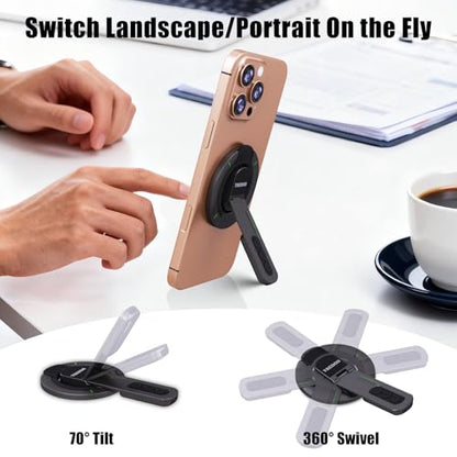 3-in-1 Magnetic Phone Grip Stand with 360° Roration Angle Adjustment, Silicone Finger Ring & Fidget Toy Design, Gym Dual-Sided Magnetic Phone Kickstand for All Phones - color: Grey