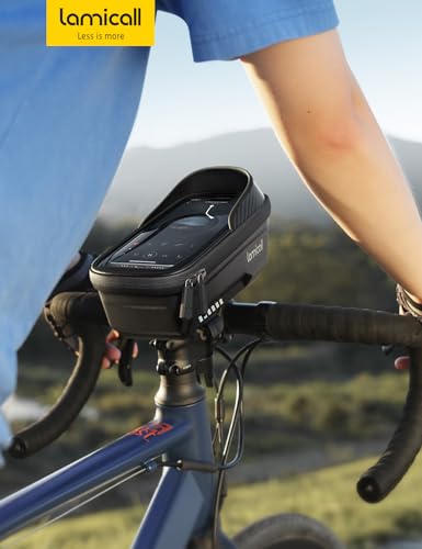 Lamicall 2 Pack Bike Frame Bag Waterproof - [1s Release] Bike Phone Bag | 2 in1 Bike Phone Holder Mount, Bicycle Top Tube Bag, Cycling Pouch with Rain Cover, Bike Accessories for Phones Under 7" - size: Medium-2 Pack